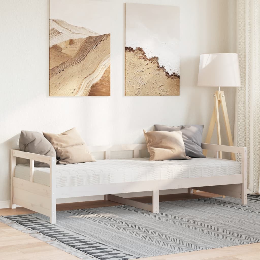 Dagseng med madrass hvit 80x200 cm heltre furu