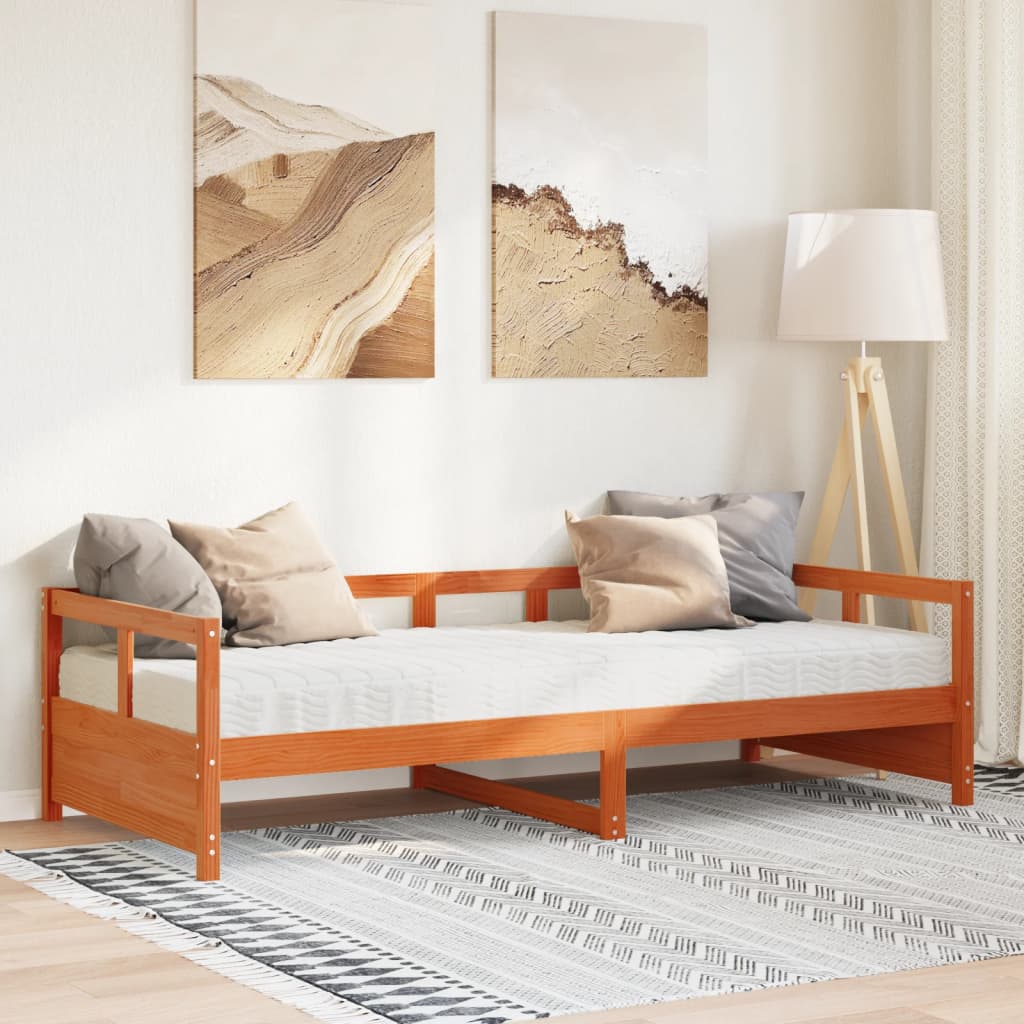 Dagseng med madrass voksbrun 80x200 cm heltre furu