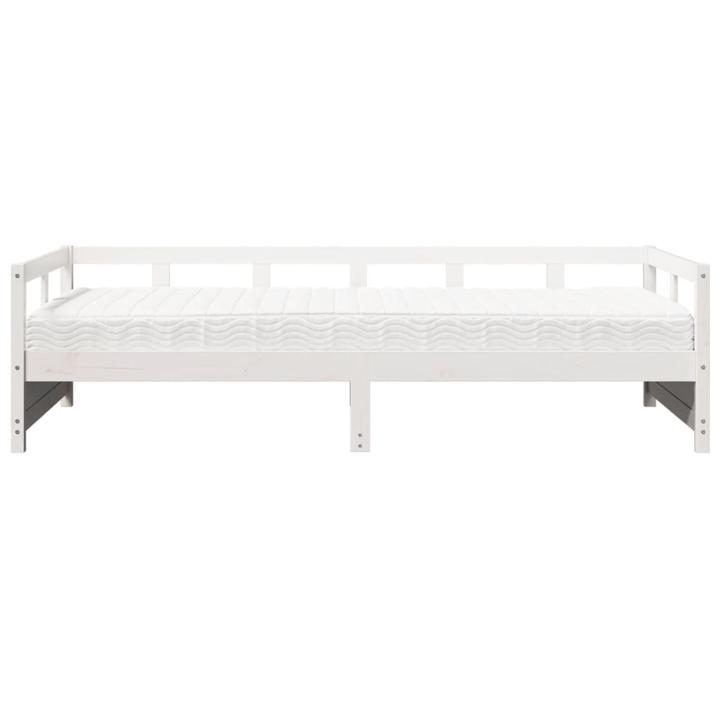 Dagseng med madrass hvit 90x200 cm heltre furu