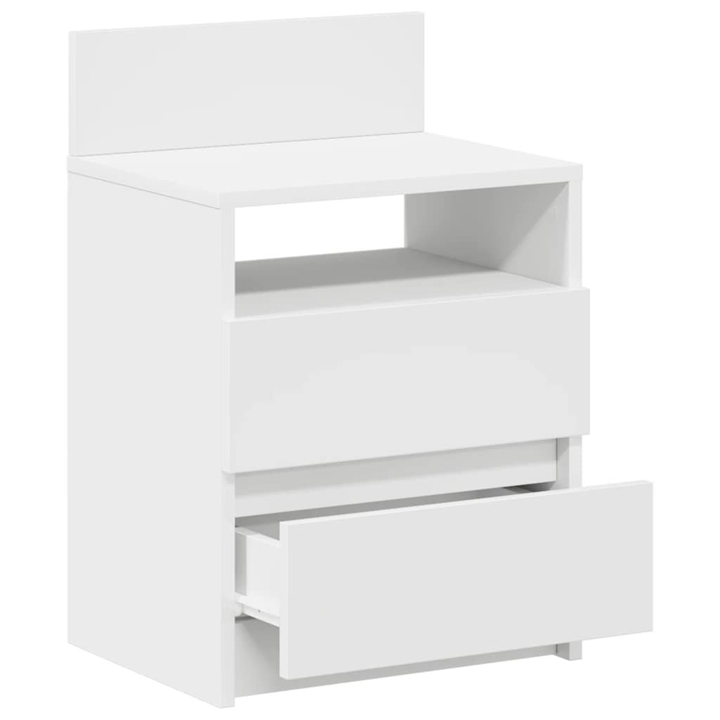 Nattbord 2 stk med 2 skuffer hvit 40x33x60 cm