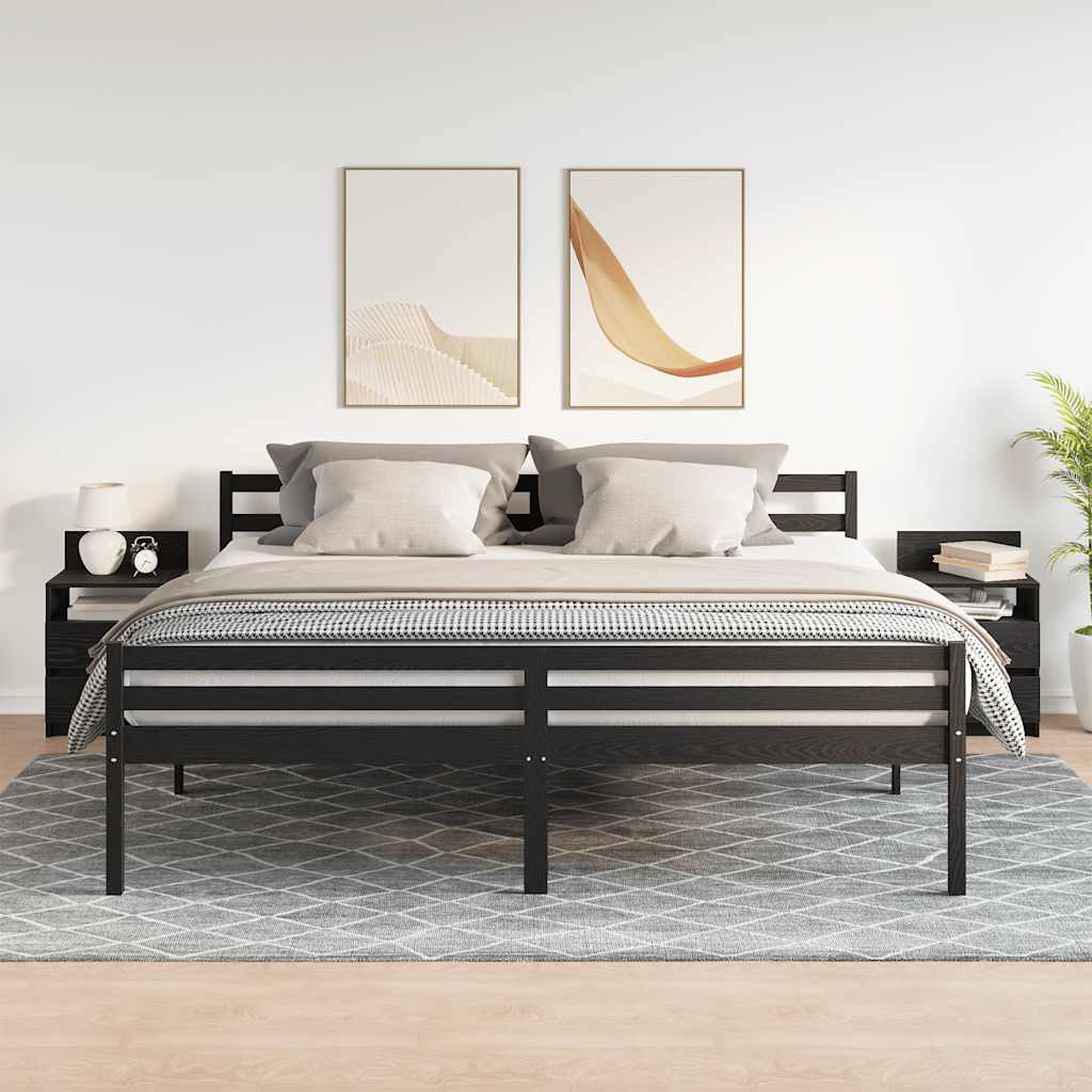 Nattbord 2 stk med 2 skuffer svart 40x33x60 cm