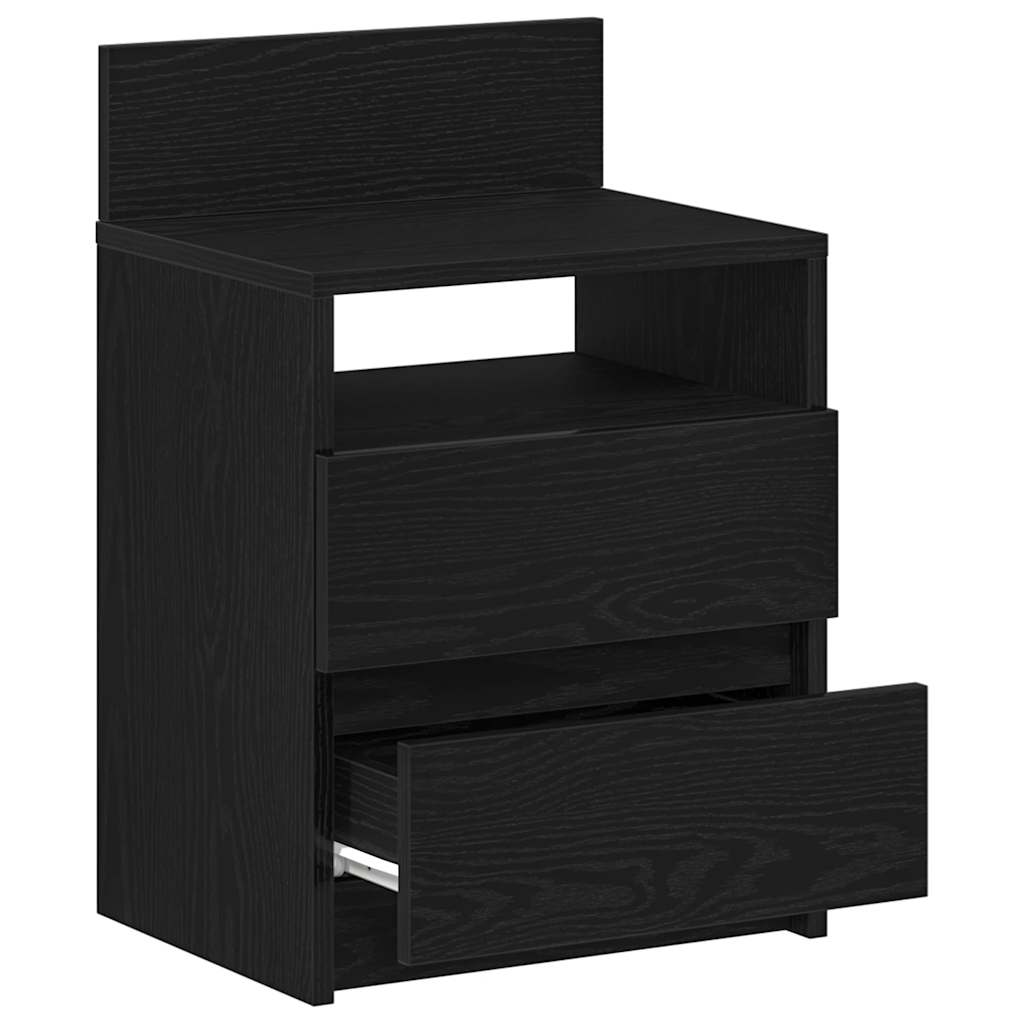 Nattbord 2 stk med 2 skuffer svart 40x33x60 cm