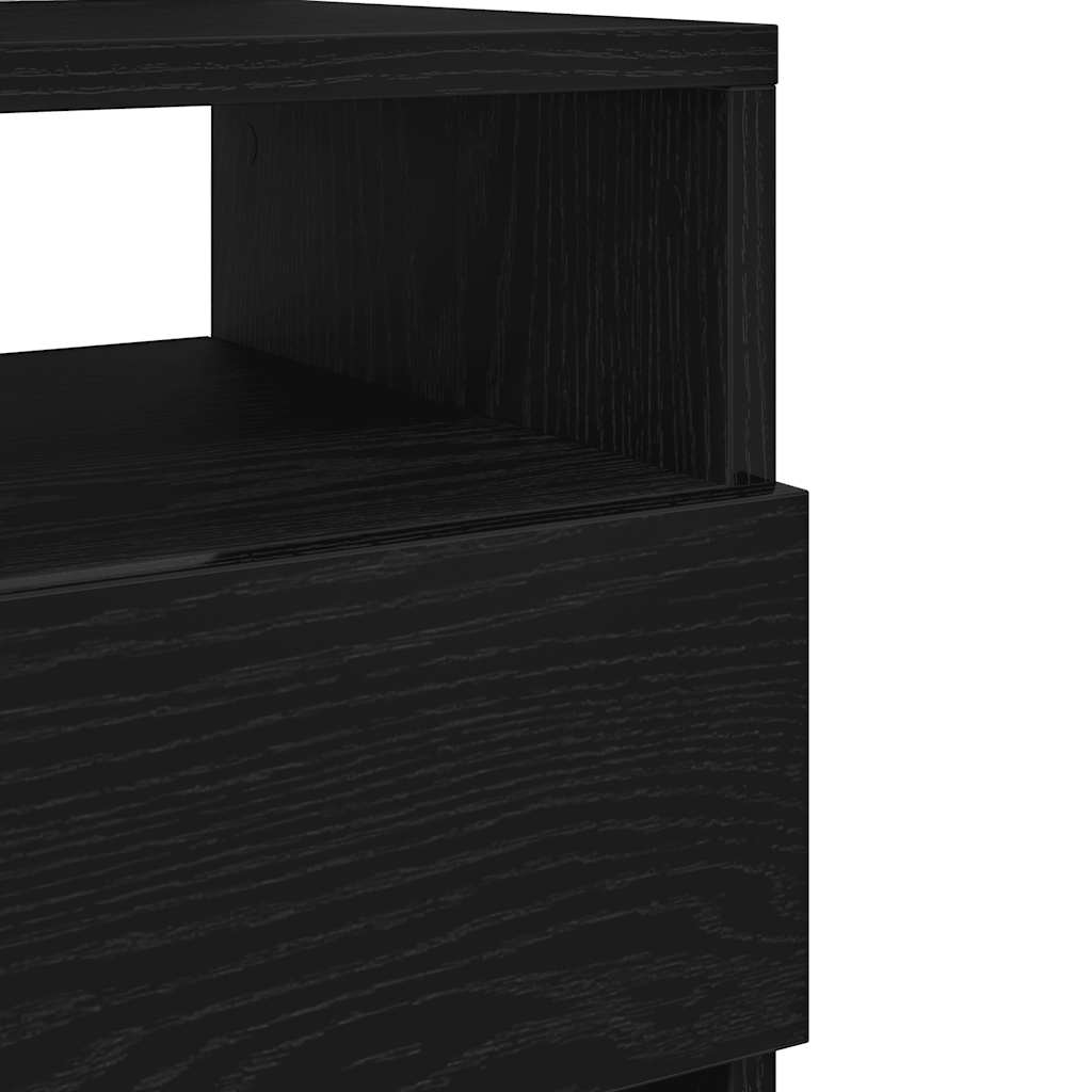 Nattbord 2 stk med 2 skuffer svart 40x33x60 cm