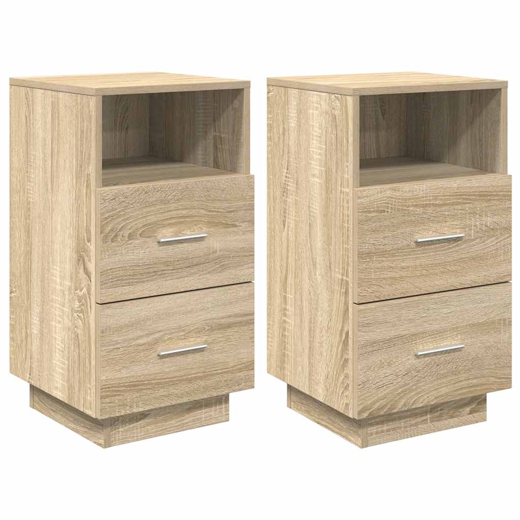 Nattbord 2 stk med 2 skuffer sonoma eik 36x36x68 cm