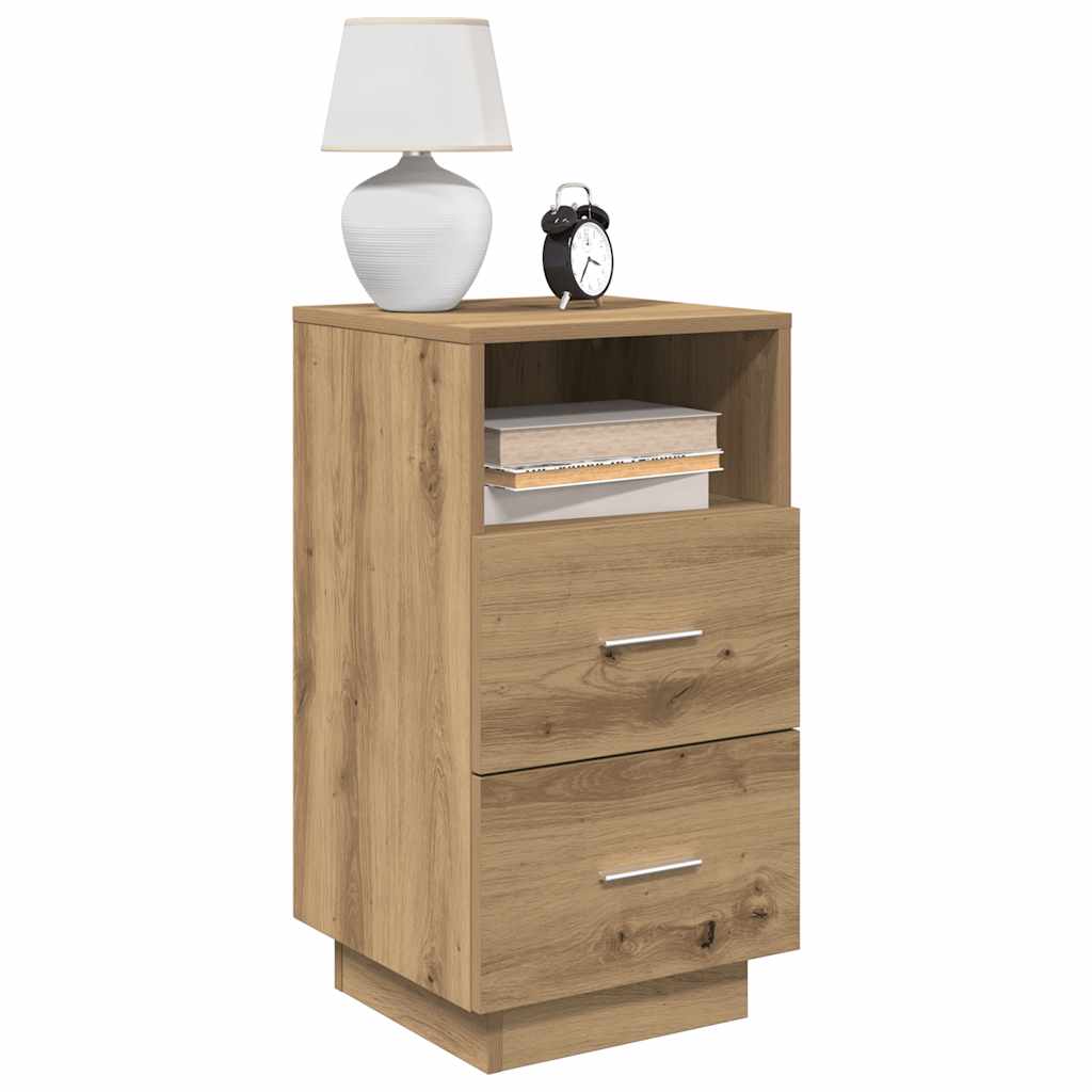 Nattbord med 2 skuffer artisan eik 36x36x68 cm