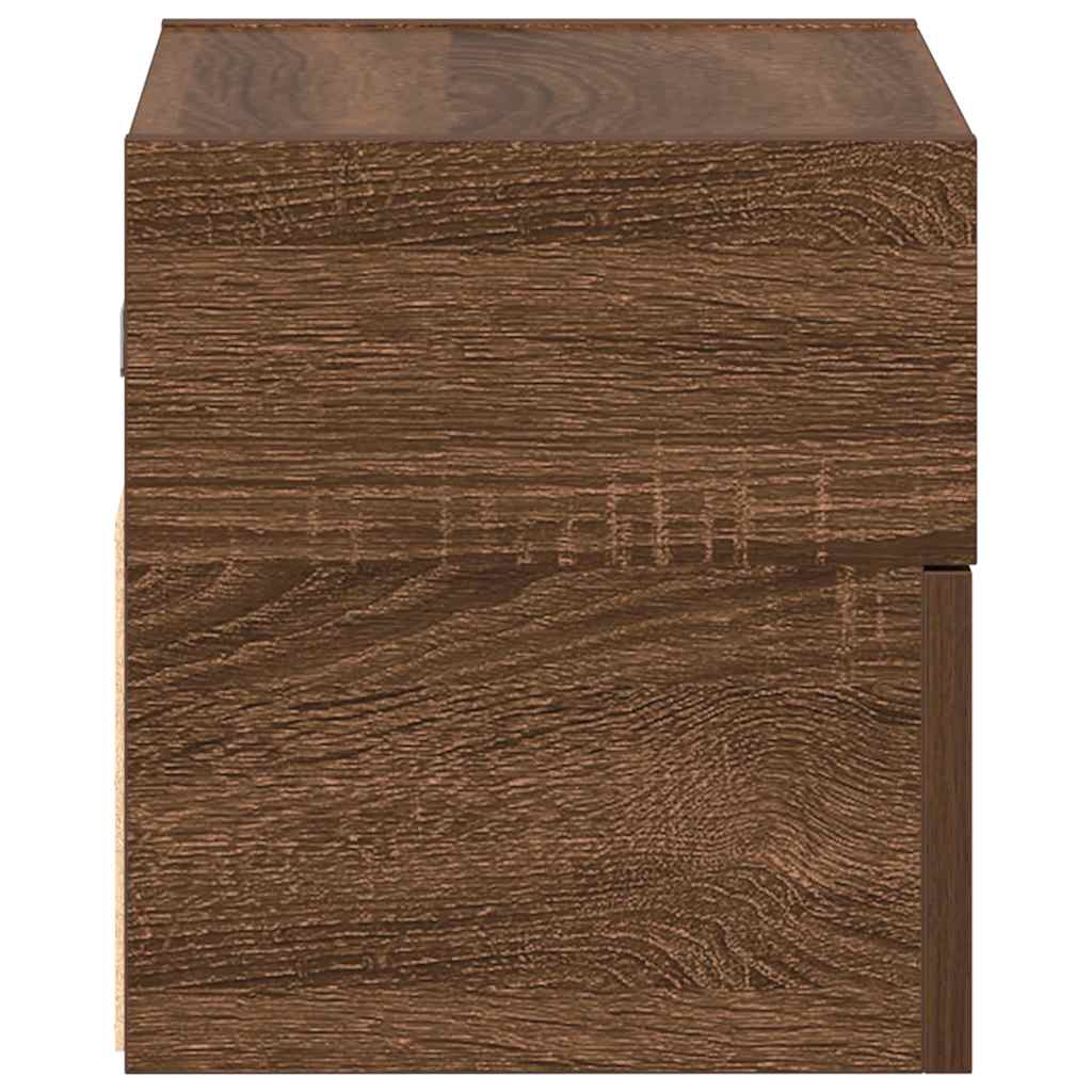 Veggmontert nattbord brun eik 45x26x28,5 cm