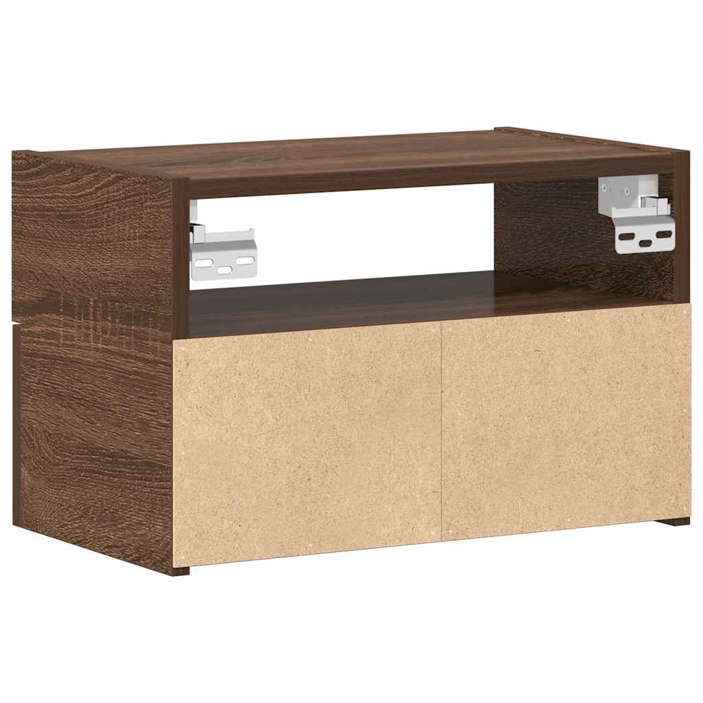 Veggmontert nattbord brun eik 45x26x28,5 cm