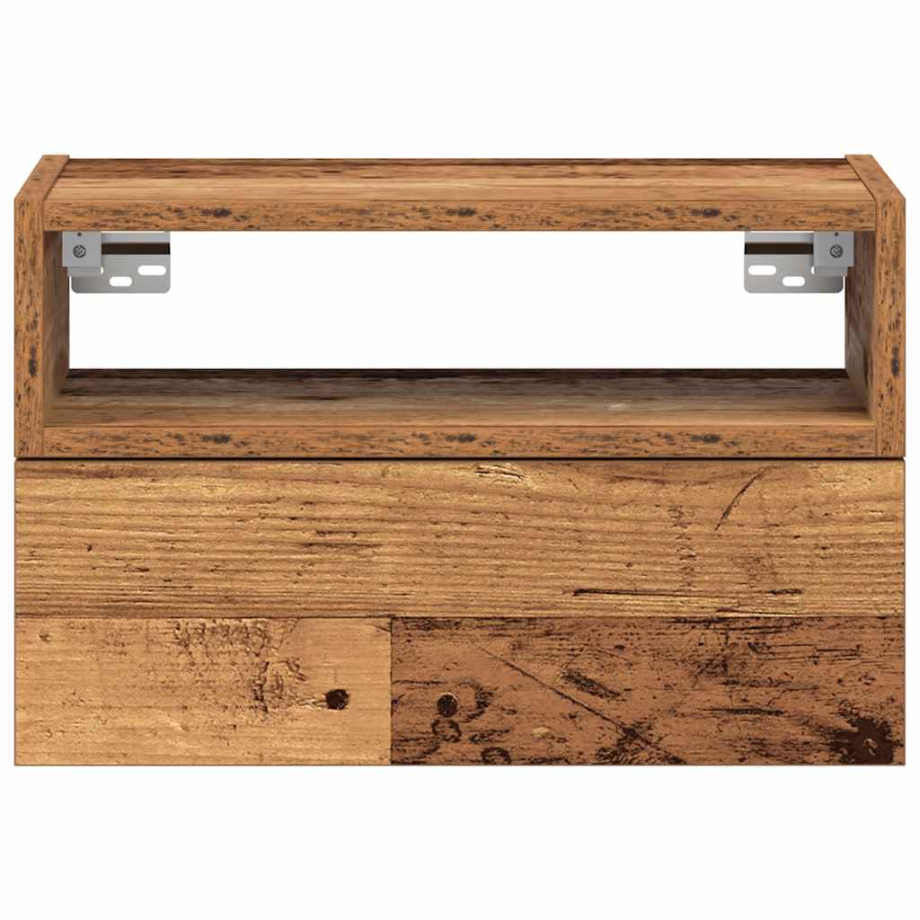 Veggmontert nattbord gammelt tre 45x26x28,5 cm