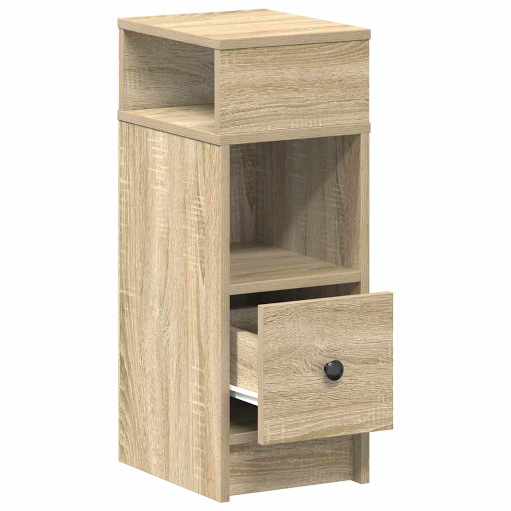 Nattbord 2 stk med skuff sonoma eik 25x31x66 cm