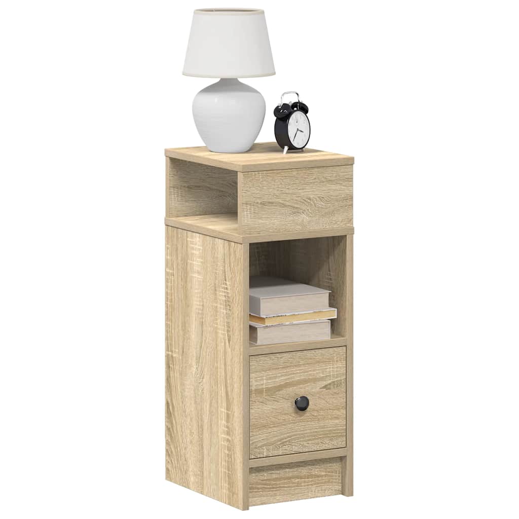 Nattbord 2 stk med skuff sonoma eik 25x31x66 cm
