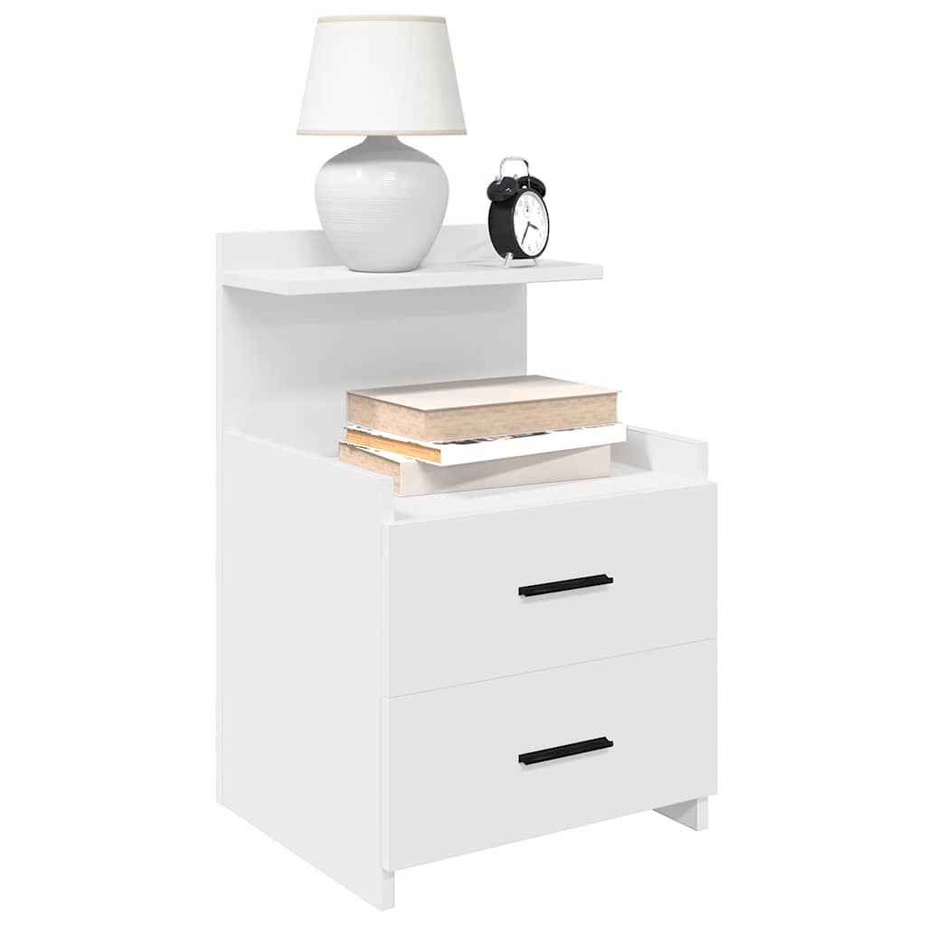 Nattbord 2 stk med 2 skuffer hvit 40x36,5x62 cm