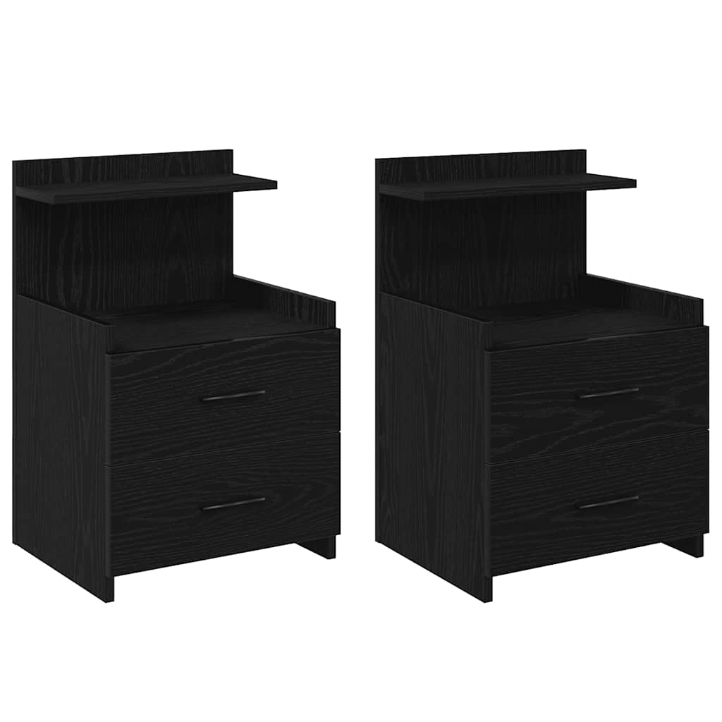 Nattbord 2 stk med 2 skuffer svart 40x36,5x62 cm