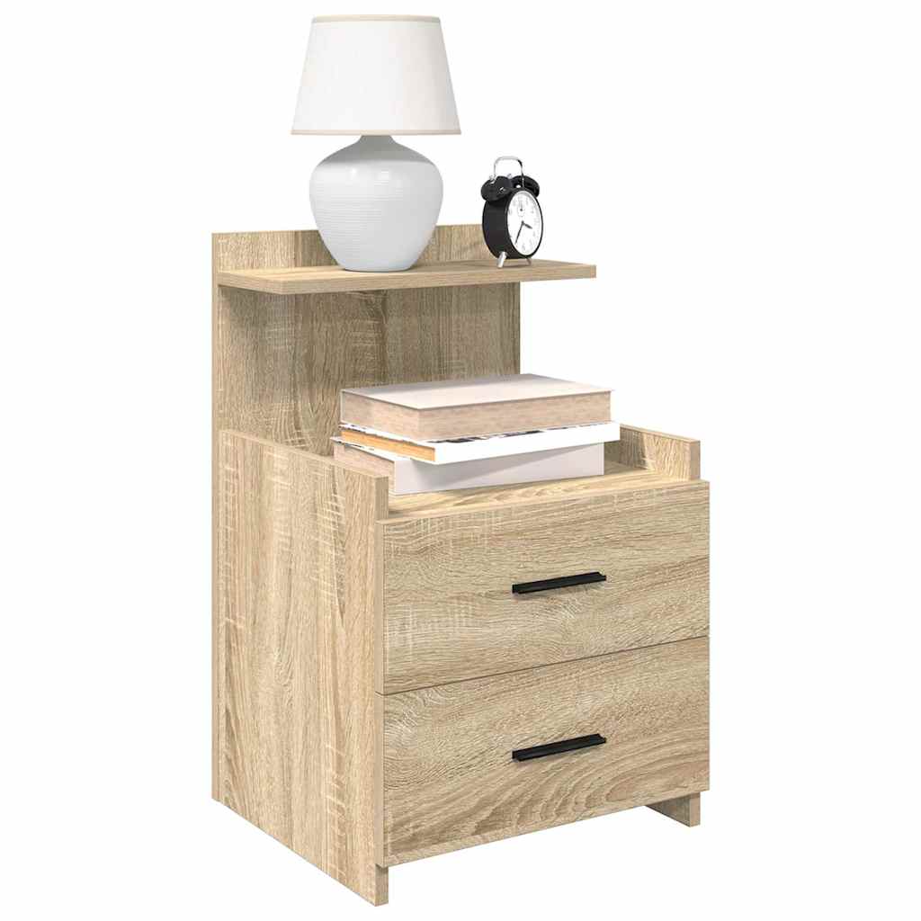 Nattbord 2 stk med 2 skuffer Sonoma eik 40x36,5x62 cm
