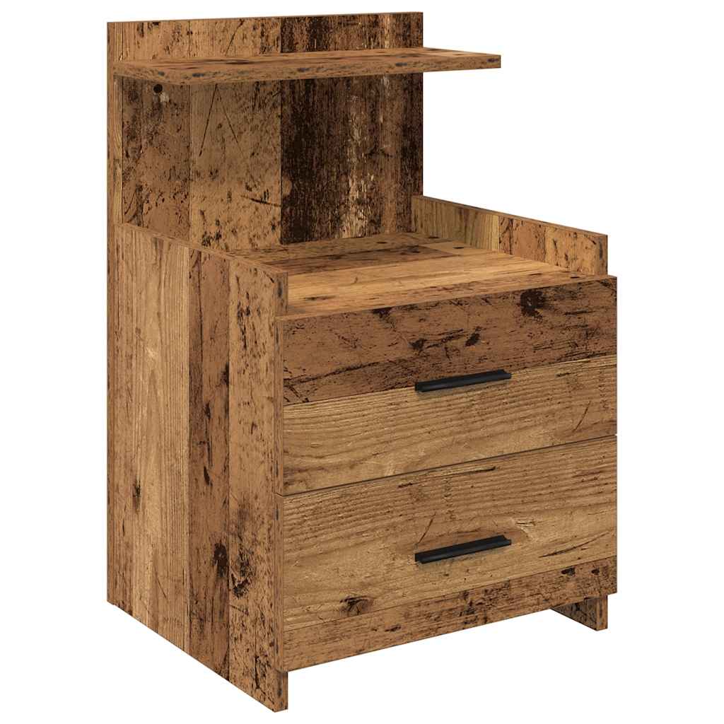 Nattbord med 2 skuffer gammelt tre 40x36,5x62 cm