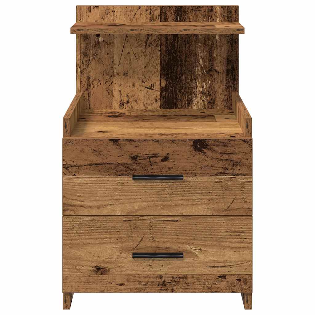 Nattbord med 2 skuffer gammelt tre 40x36,5x62 cm