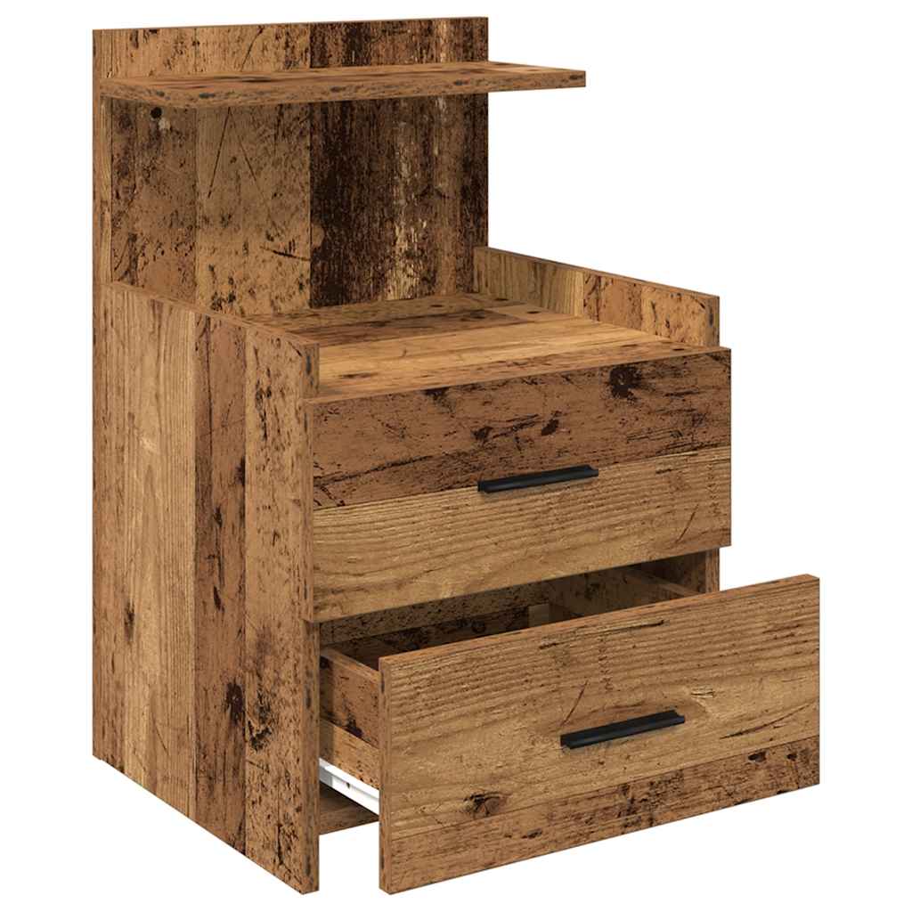 Nattbord med 2 skuffer gammelt tre 40x36,5x62 cm