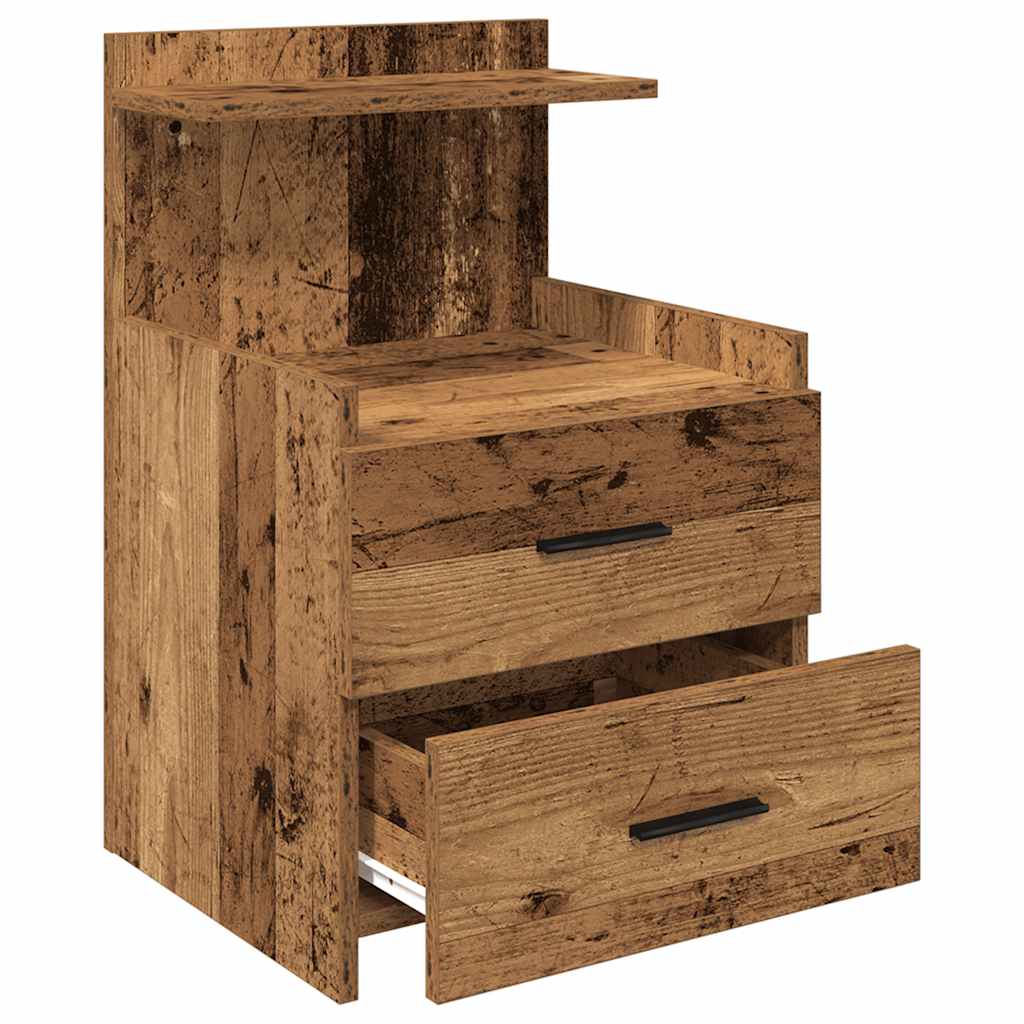 Nattbord 2 stk med 2 skuffer gammelt tre 40x36,5x62 cm