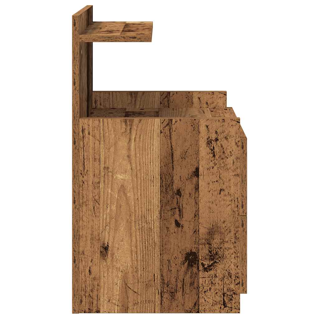Nattbord 2 stk med 2 skuffer gammelt tre 40x36,5x62 cm