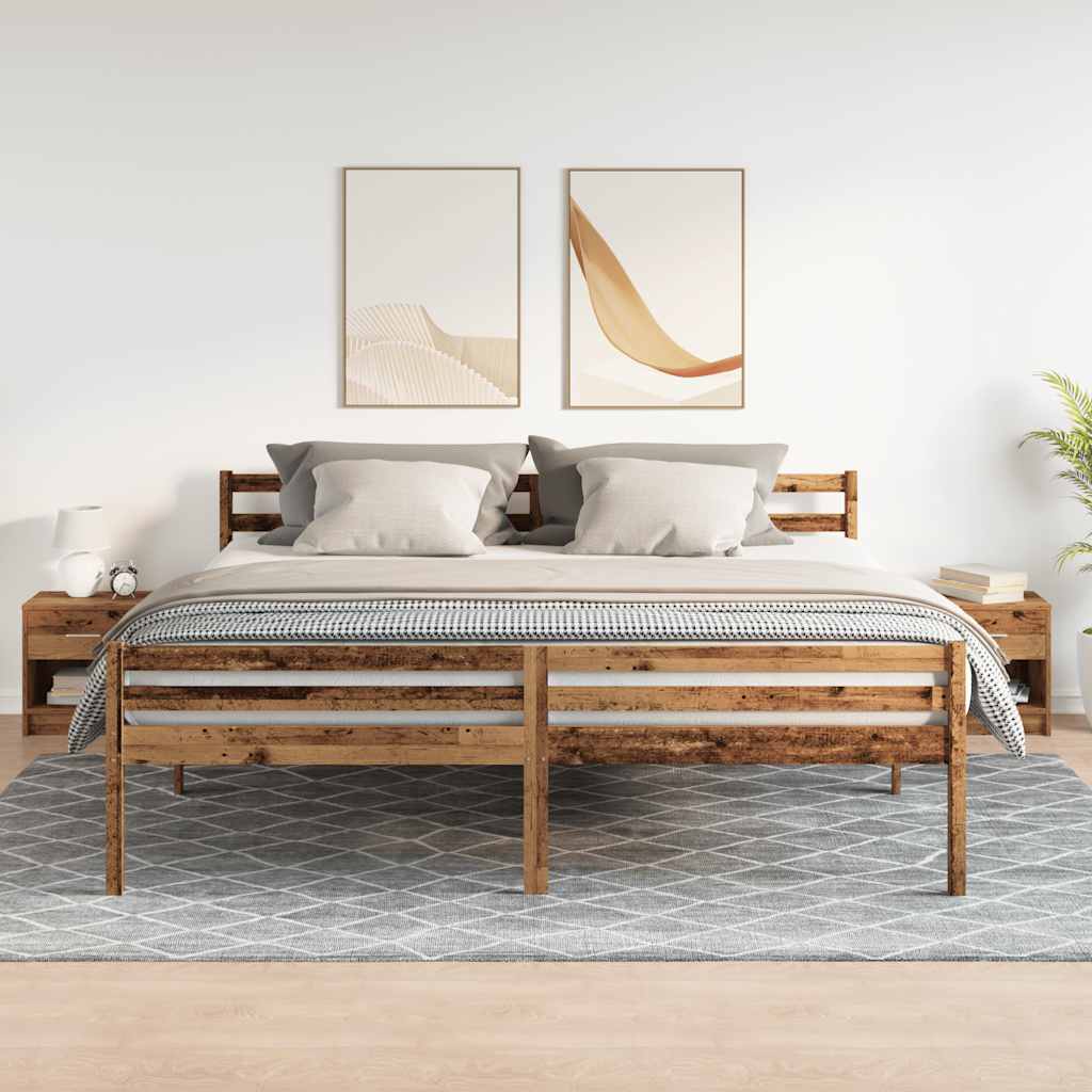 Nattbord 2 stk med skuff gammelt tre 39x28x41 cm