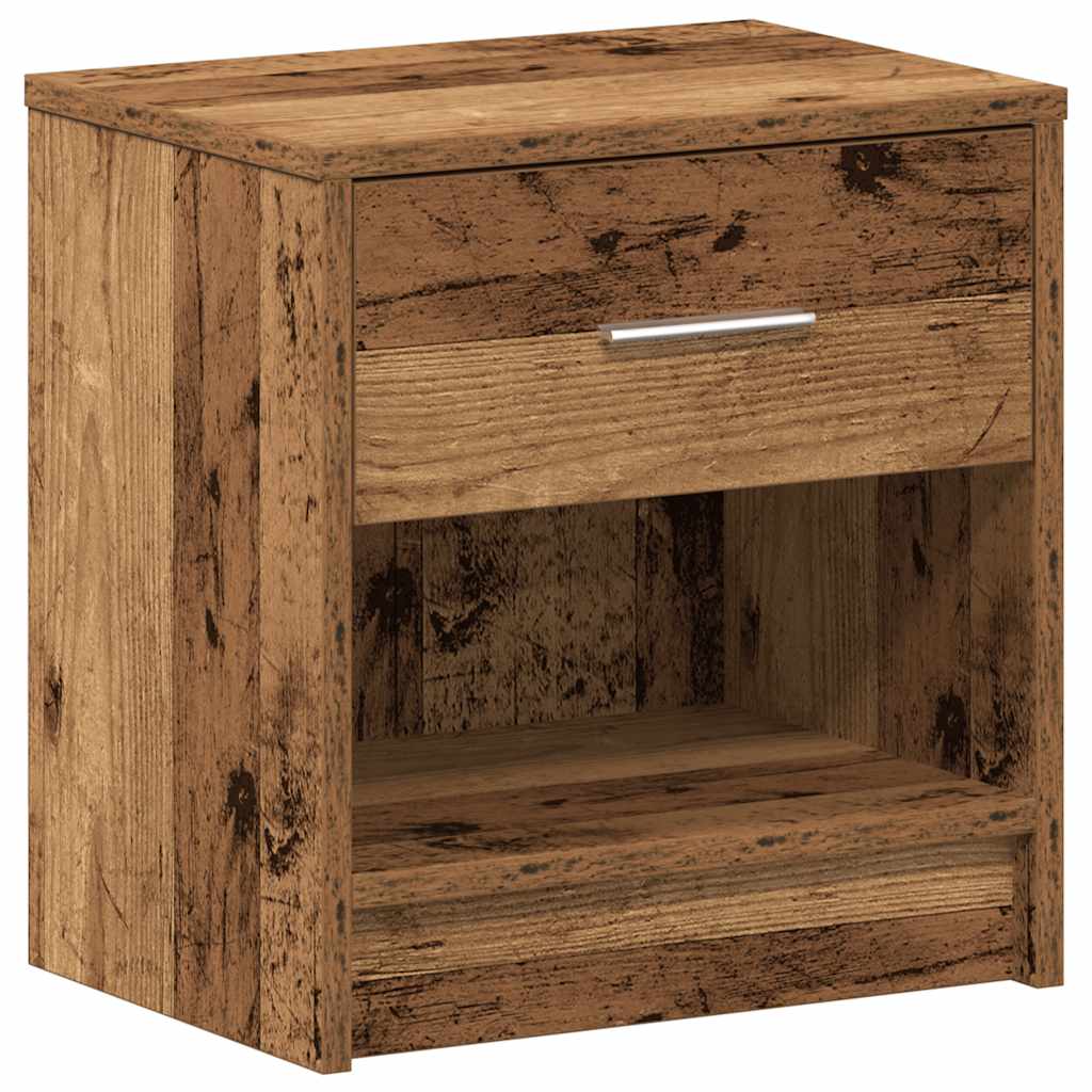Nattbord 2 stk med skuff gammelt tre 39x28x41 cm