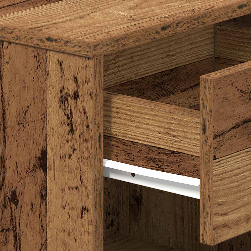 Nattbord 2 stk med skuff gammelt tre 39x28x41 cm