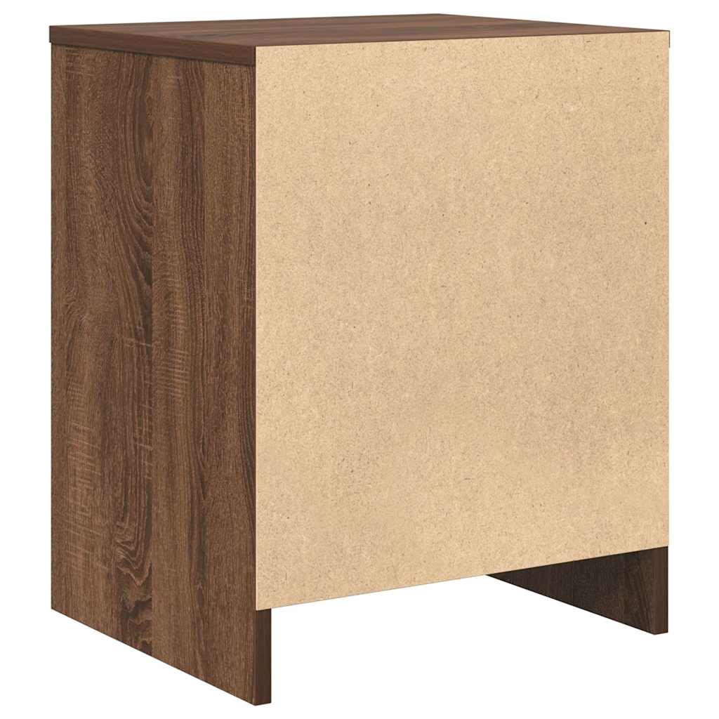 Nattbord 2 stk med skuff brun eik 40x34x50 cm