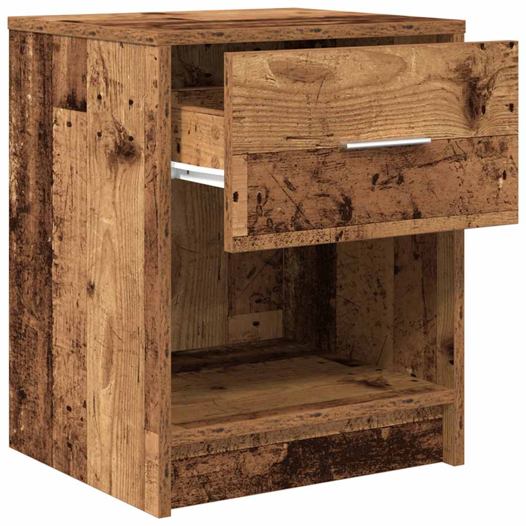 Nattbord med skuff gammelt tre 40x34x50 cm