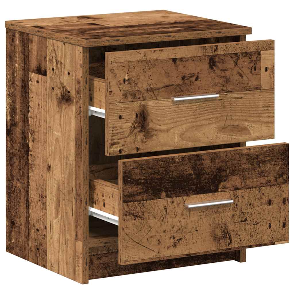 Nattbord 2 stk med 2 skuffer gammelt tre 40x36x50 cm