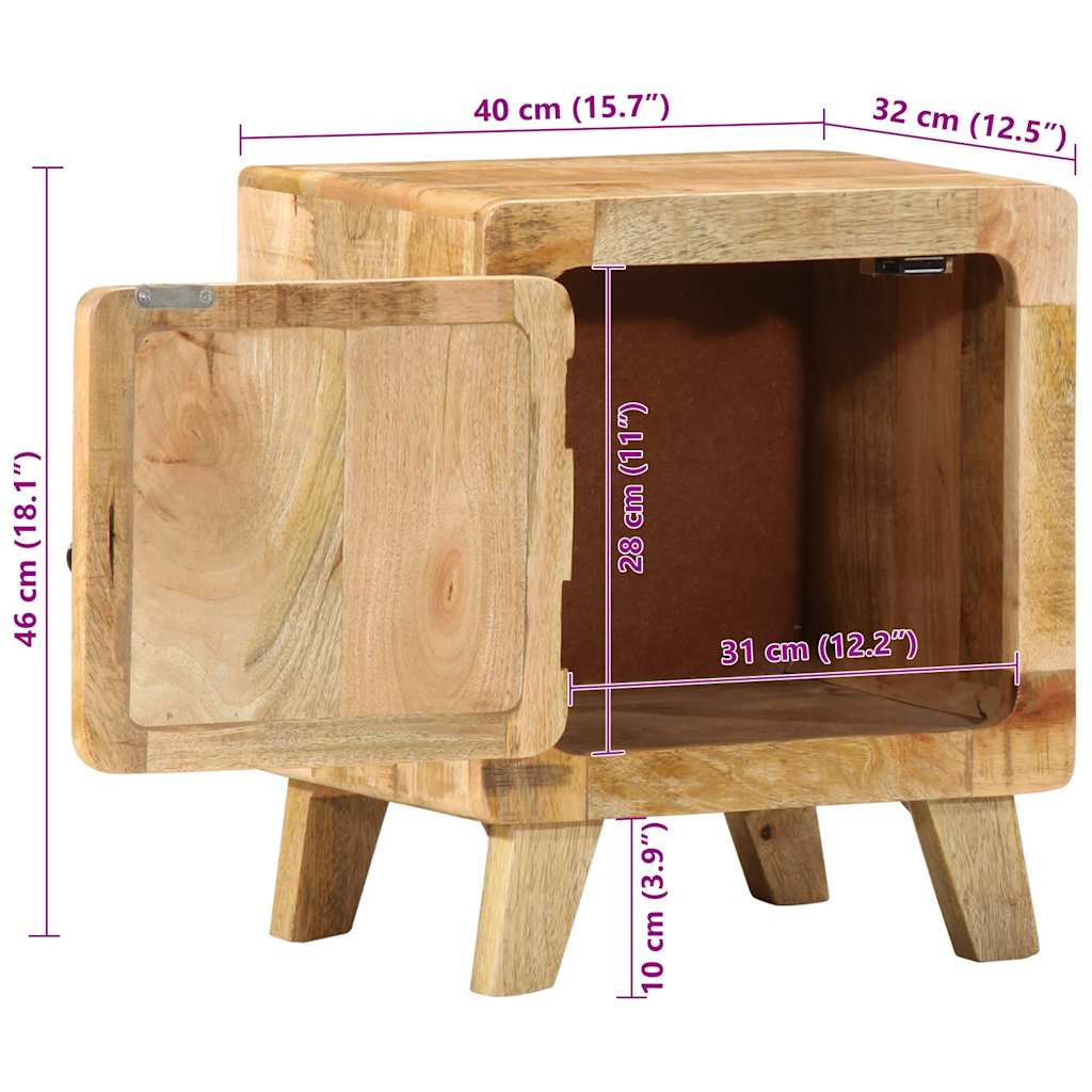 Nattbord 40x32x46 cm grovt heltre mangotre