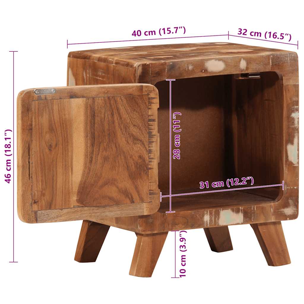 Nattbord 40x32x46 cm gjenvunnet heltre