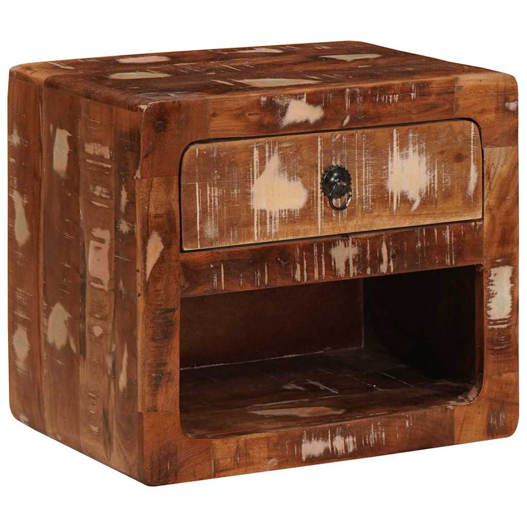 Vegghengt nattbord Flerfarget 40 x 30 x 36 cm gjenvunnet heltre