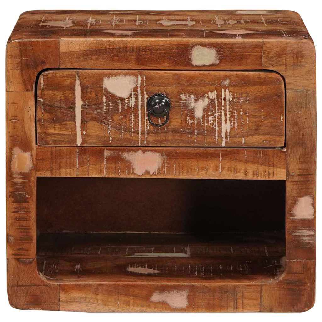 Vegghengt nattbord Flerfarget 40 x 30 x 36 cm gjenvunnet heltre