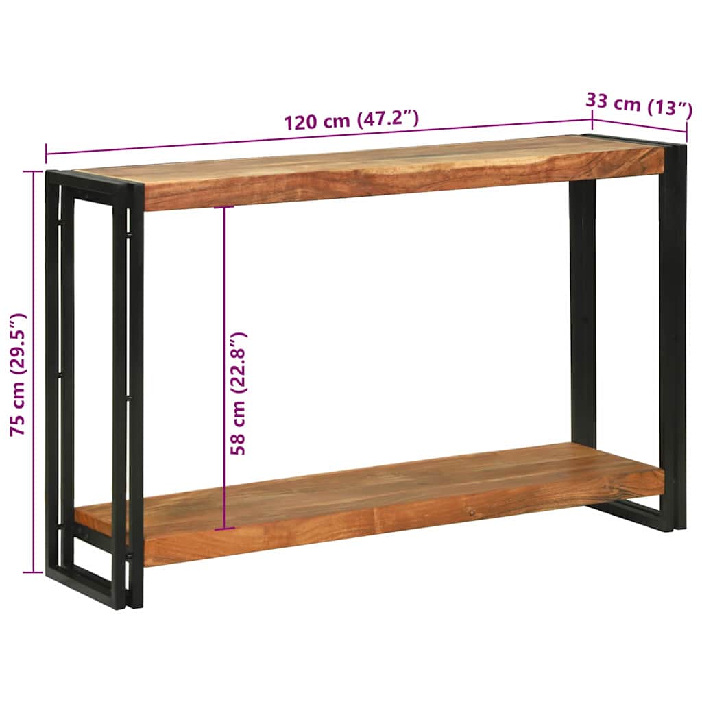 Konsollbord med hylle Brun 120 x 33 x 75 cm heltre akasie