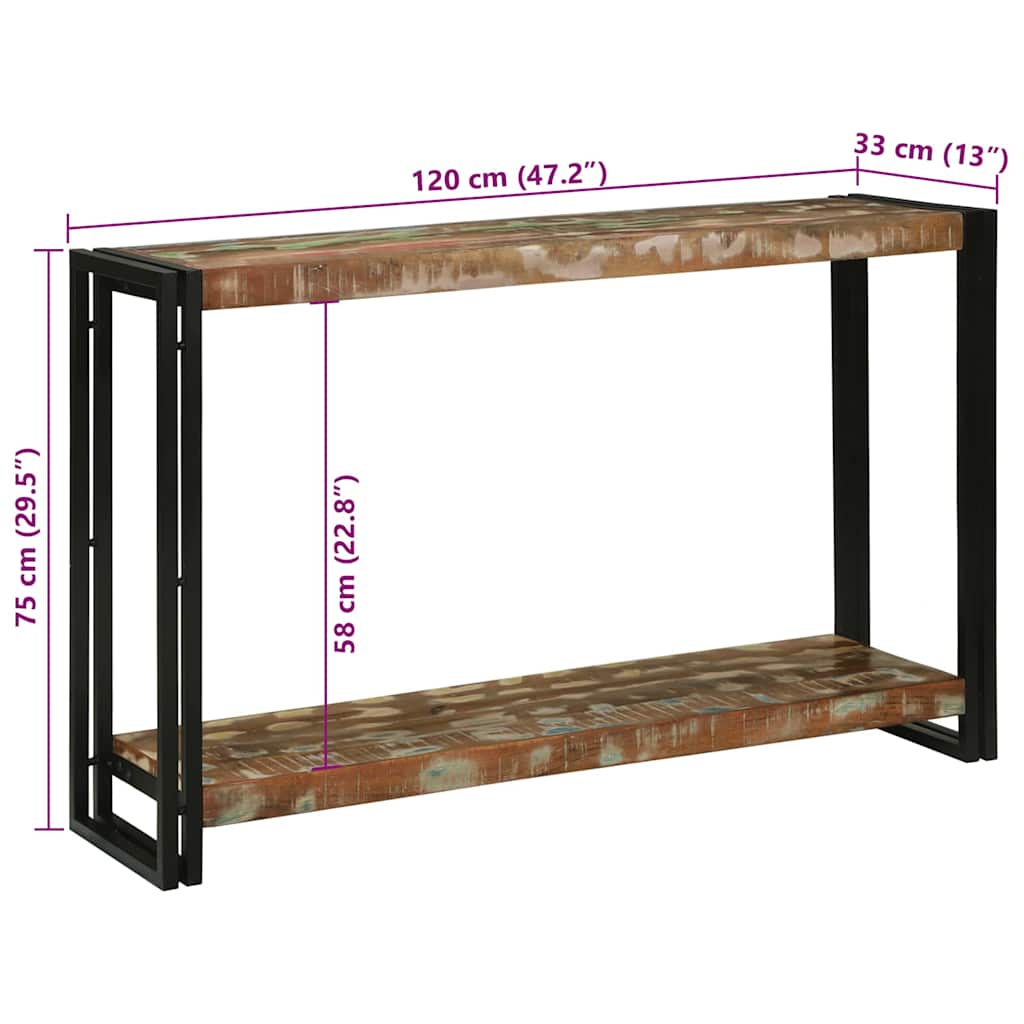 Konsollbord Flerfarget 120 x 33 x 75 cm gjenvunnet heltre