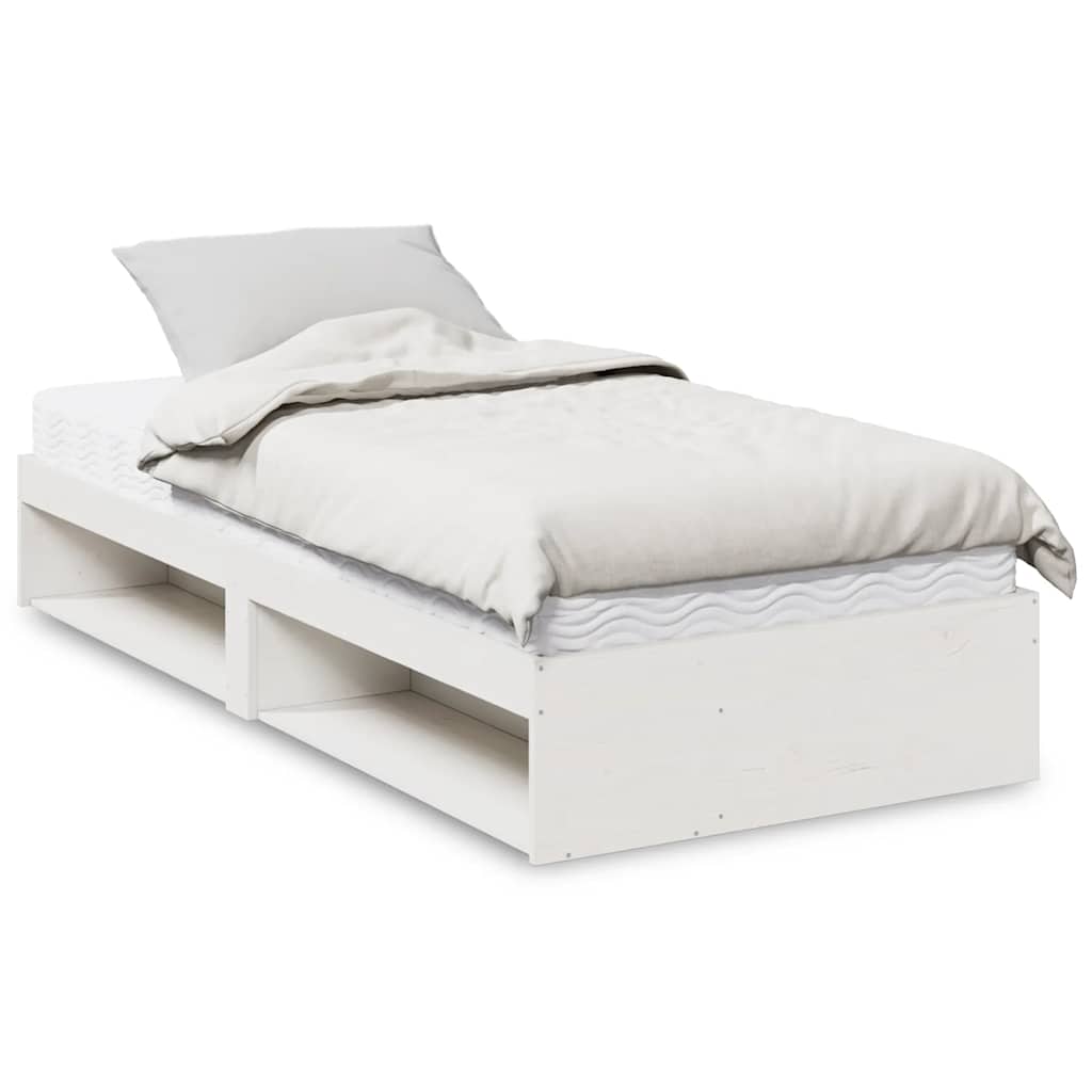 Dagseng med madrass hvit 100x200 cm heltre furu