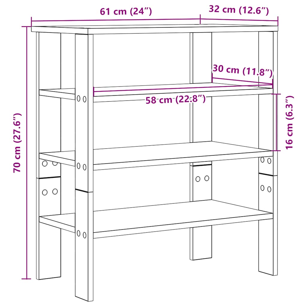 Skohylle røkt eik 61x32x70 cm konstruert tre