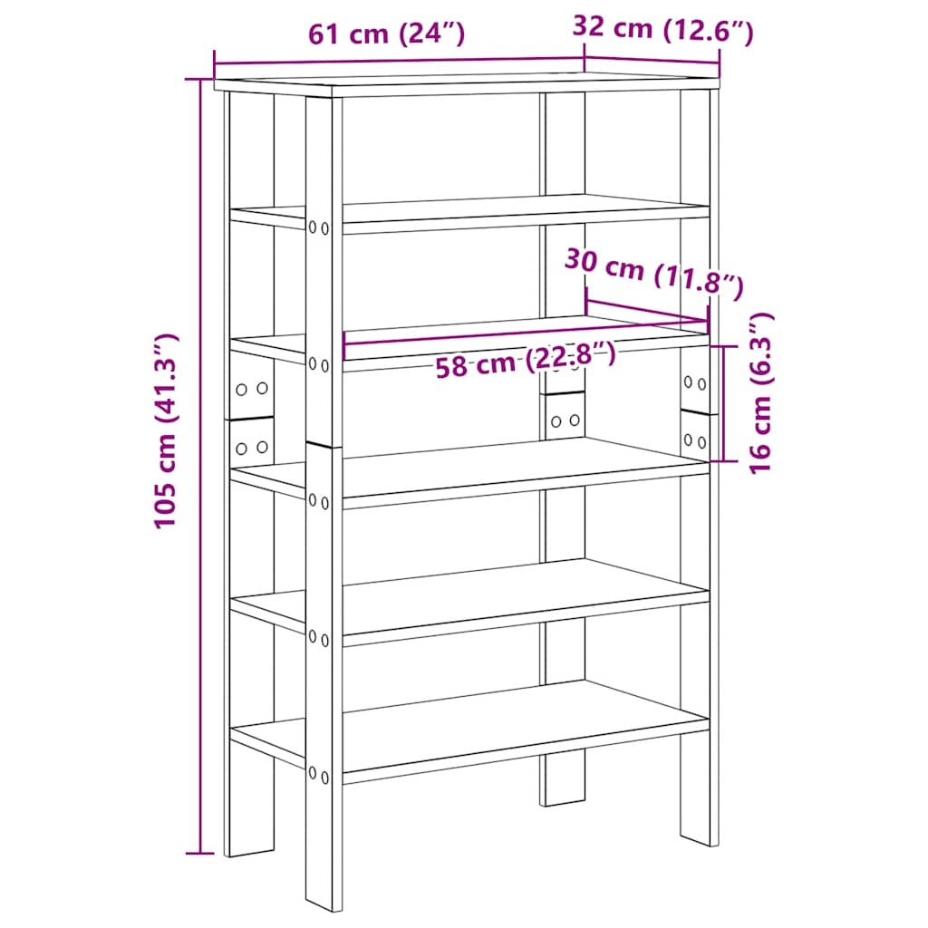 Skohylle hvit 61x32x105 cm konstruert tre