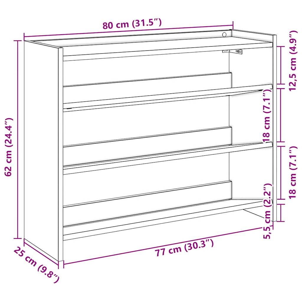 Skohylle gammelt tre 80x25x61,5 cm konstruert tre