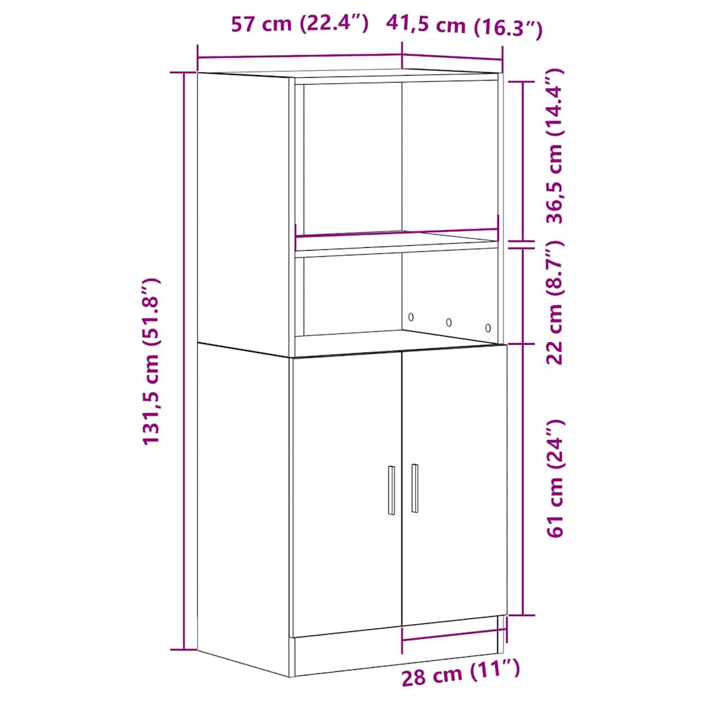 Kjøkkenskap hvit 57x41,5x131,5 cm konstruert tre