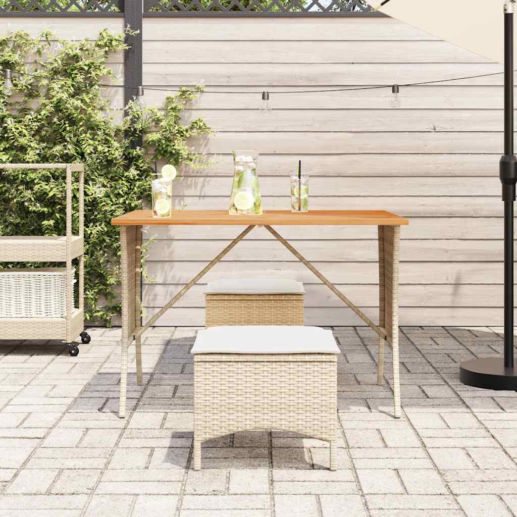 Hagebord med topp i akasietre beige 105x75x72 cm polyrotting