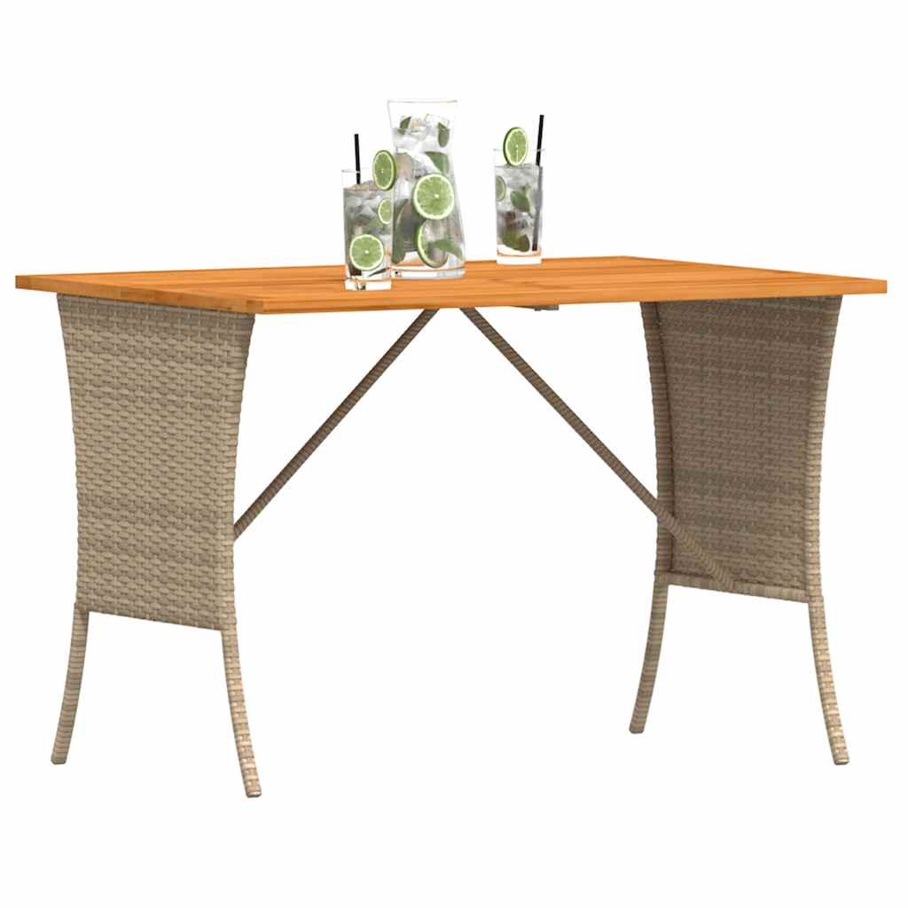Hagebord med topp i akasietre beige 105x75x72 cm polyrotting