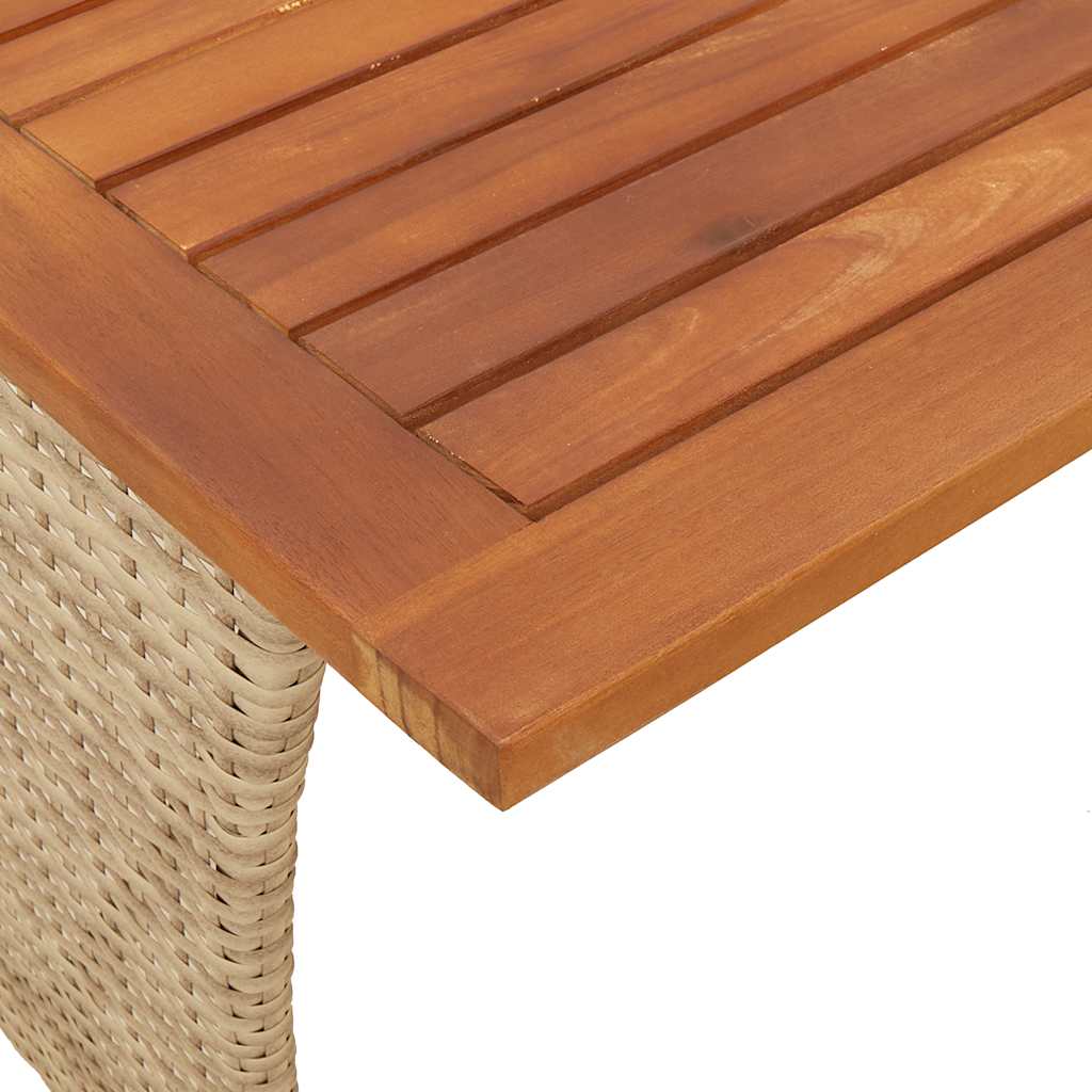 Hagebord med topp i akasietre beige 105x75x72 cm polyrotting