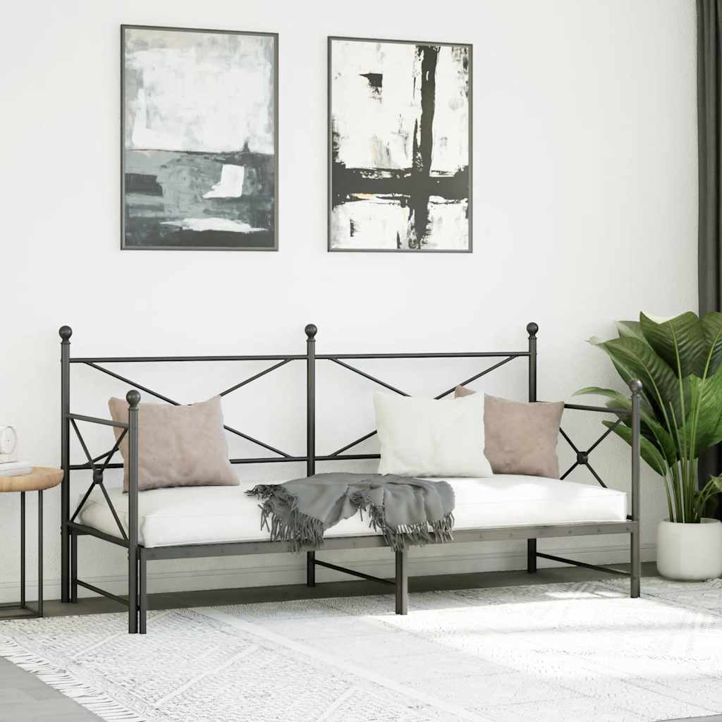 Dagseng med trille uten madrass svart 80x200 cm stål