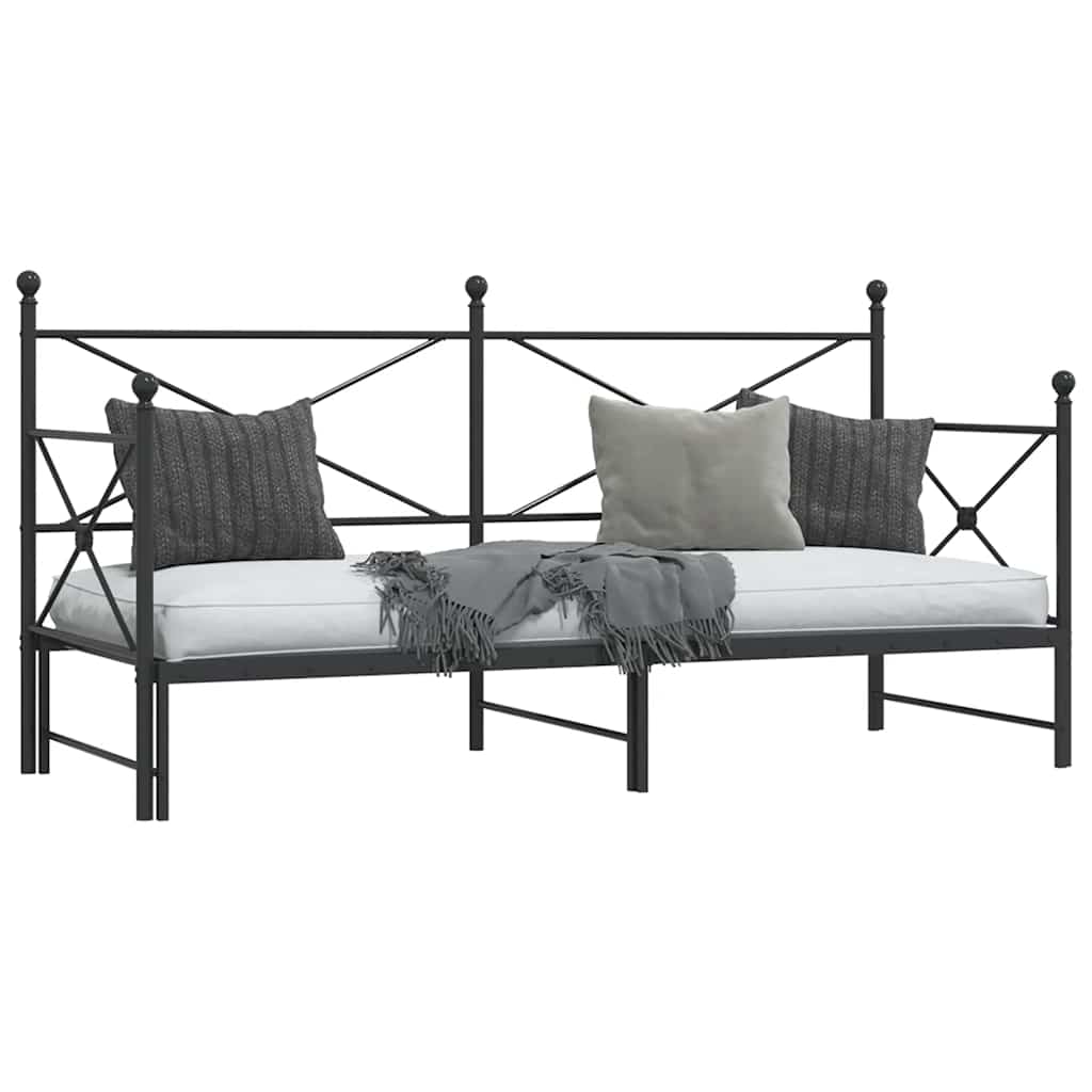 Dagseng med trille uten madrass svart 80x200 cm stål