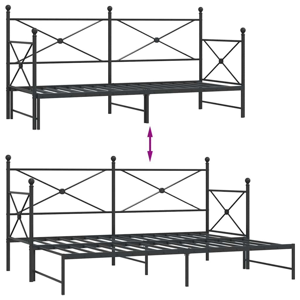 Dagseng med trille uten madrass svart 80x200 cm stål