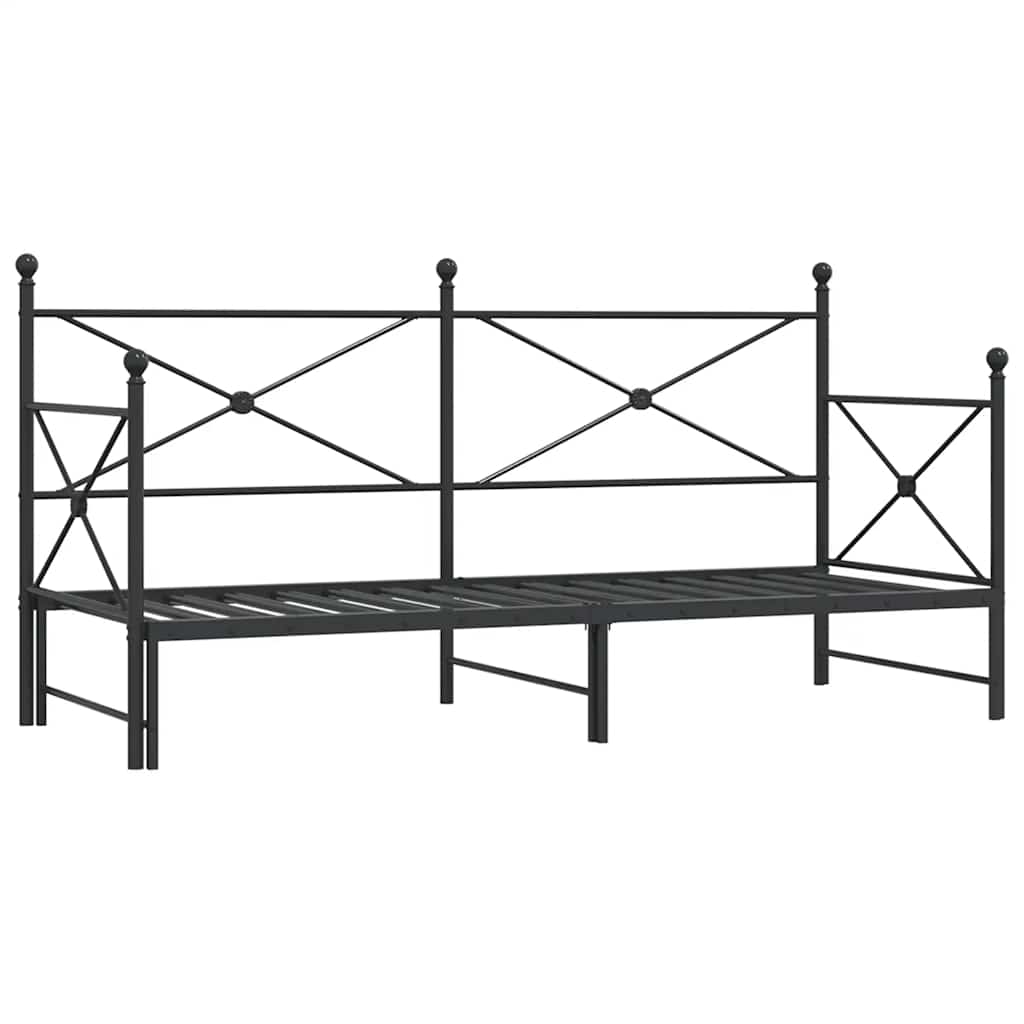 Dagseng med trille uten madrass svart 90x200 cm stål