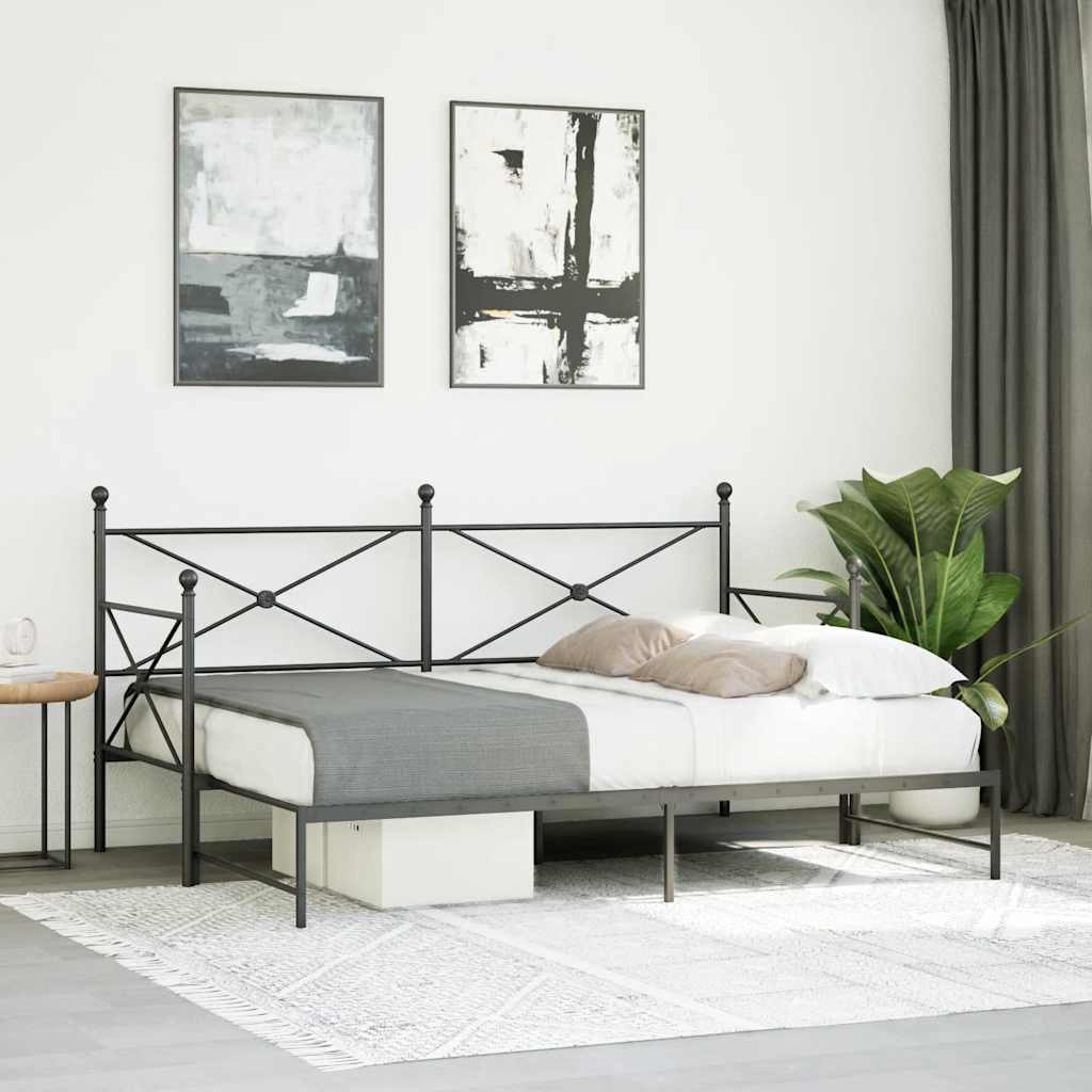 Dagseng med trille uten madrass svart 90x200 cm stål