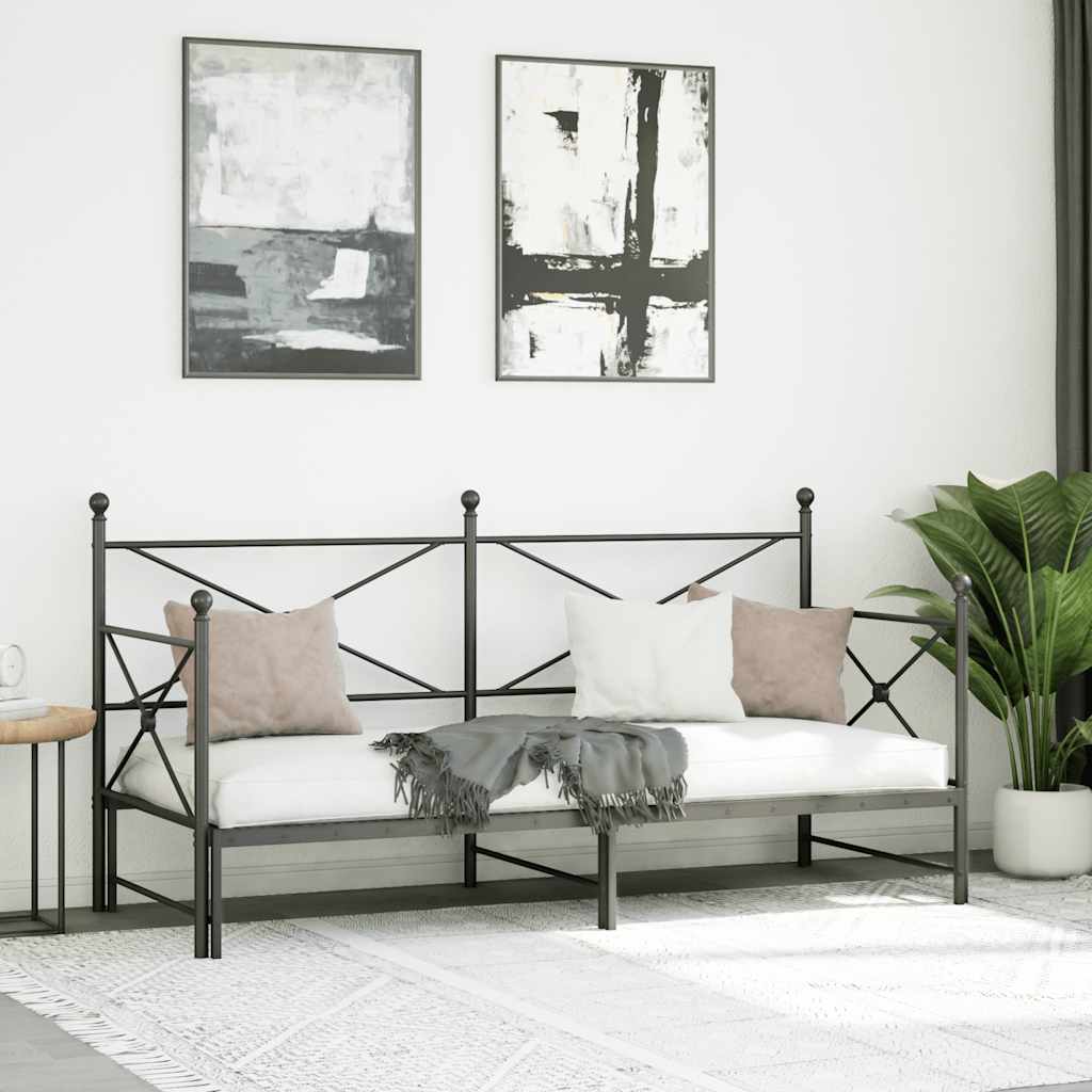 Dagseng med trille uten madrass svart 90x200 cm stål