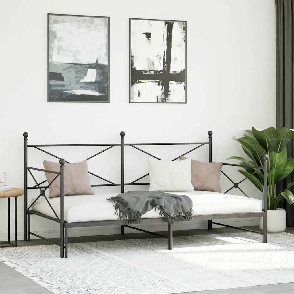 Dagseng med trille uten madrass svart 100x200 cm stål