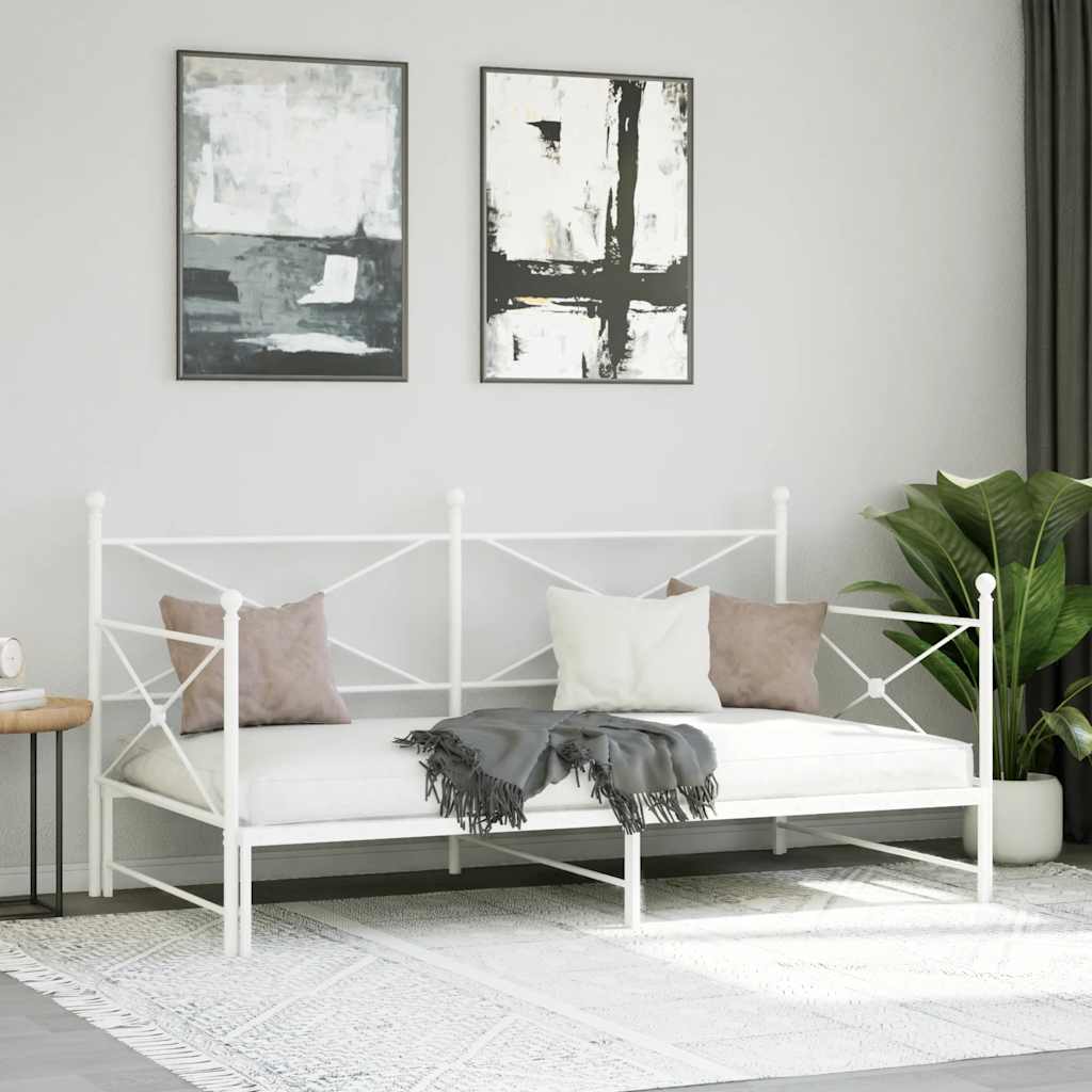 Dagseng med trille uten madrass hvit 100x200 cm stål